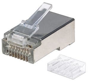 Intellinet RJ45 modulære stik Pro Line, Cat6, STP, 3-benet, til massiv og flertrådet ledning, 50 µ forgyldte kontakter, 90 stk.