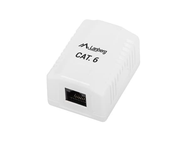 LANBERG OVERFLADSSTIKKONTAKT KAT.6 1XRJ45 HVID