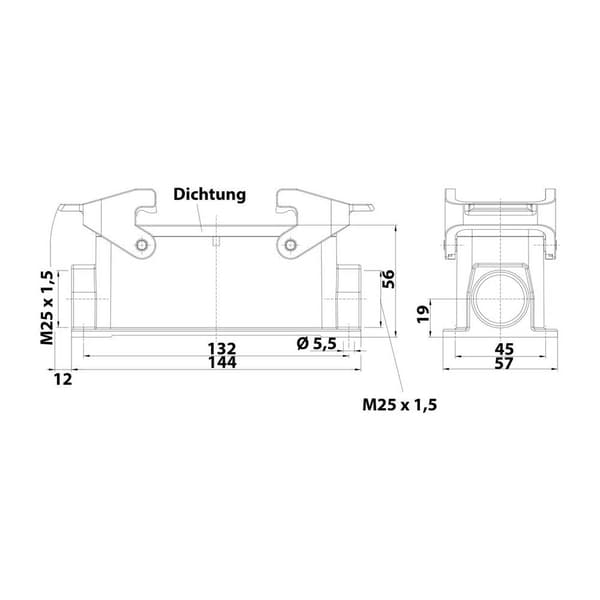 Hylskontakthus Han® 24B-asg2-QB-M25 19300241271 Harting 1 st