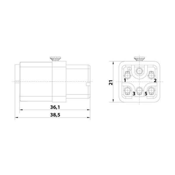 HARTING 09120052733 Insats för hylsdon Han® Q 5 + PE Han-Quick Lock® 1 st