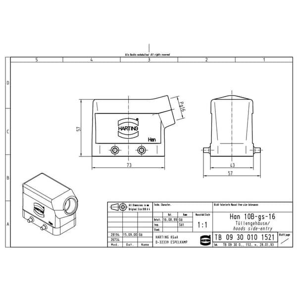 Kontakthölje Han® 10B-gs-16 09300101521 Harting 1 st