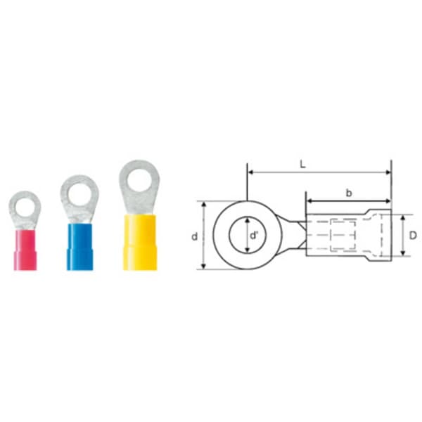 Weidmüller 9200180000 Ringkabelsko Tvärsnitt (max.)=2.50 mm² Hål-Ø=5.3 mm Delisolerad Blå 100 st
