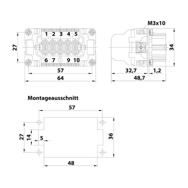 Harting 09330102772 Insats för hylsdon Han® E 10 + PE Fjäderdrag 1 st