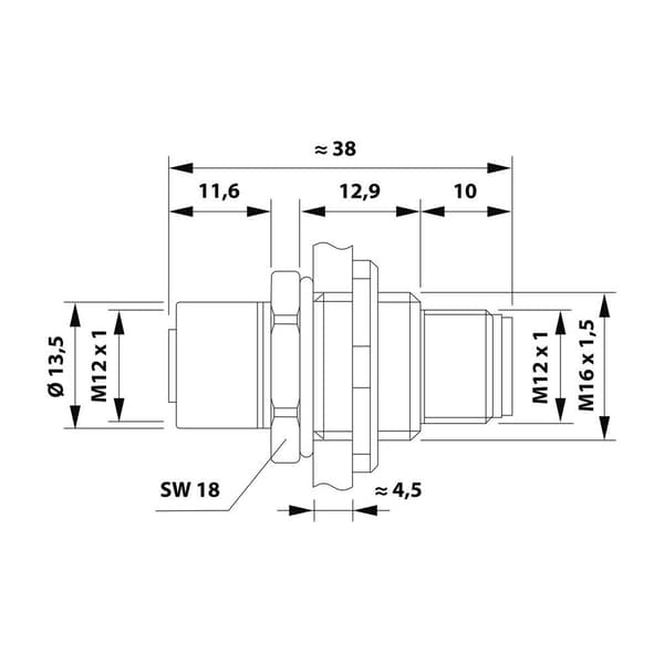 Phoenix Contact 1551671 Sensor/ställdon-kontaktdon M12 Adapter, flänsmontering Antal poler (RJ): 5 1 st