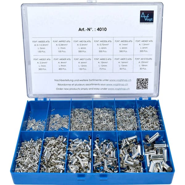 Vogt Verbindungstechnik 4010 Ändhylsa sortiment Oisolerad Silver 3405 st