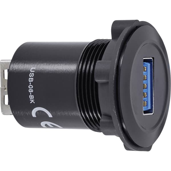 TRU COMPONENTS USB-08-BK USB inbyggt uttag 3,0 Hona inbyggd USB-uttag typ A till USB-uttag typ A Innehåll: 1 st