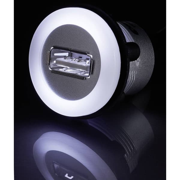 TRU COMPONENTS USB A Einbaubuchse 2,0 Svart 1 st USB A-uttag på 1 st USB A-kontakt med belysning och 1,50 m kabel Inneh