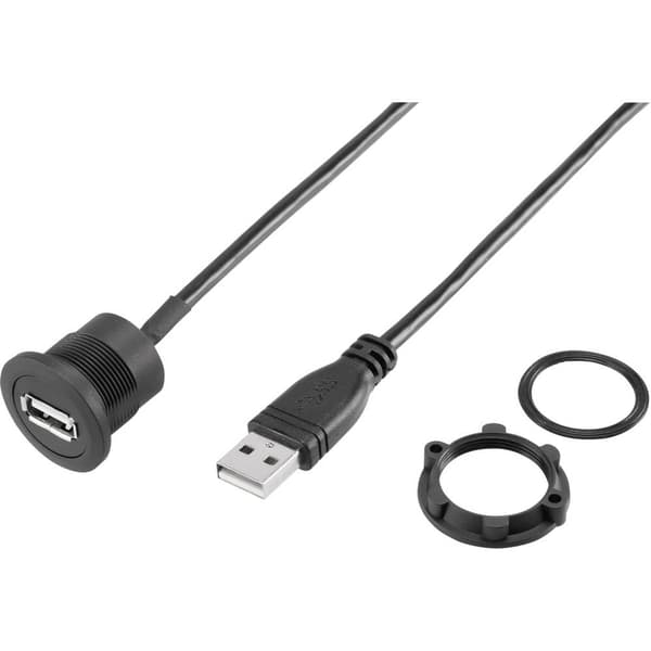 TRU COMPONENTS USB-19-BK USB A inbyggnadsuttag 2.0 Hona inbyggd Innehåll: 1 st