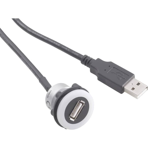 TRU COMPONENTS USB-05-BK USB-uttag för inbyggnad Hona inbyggd, Kontakt USB-uttag typ A, med belysning till USB-kontakt