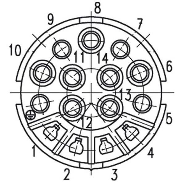 Amphenol C016 10G014 000 2 Rundkontakt Hona inbyggd Totalt antal poler: 14 + PE Serie (rundkontakt): C016 1 st