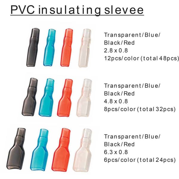 TRU COMPONENTS 739647 Crimpklämma sortiment 0.104 mm² - 2.50 mm² Transparent, Svart, Röd, Blå 260 st