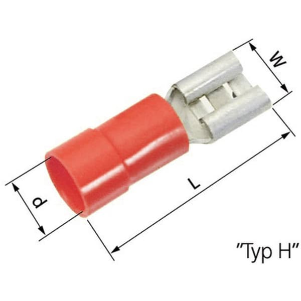 LAPP 63101040 Flatstifthylsa Anslutningsbredd: 4.8 mm Anslutningstjocklek: 0.8 mm 180 ° Delisolerad Röd 100 st