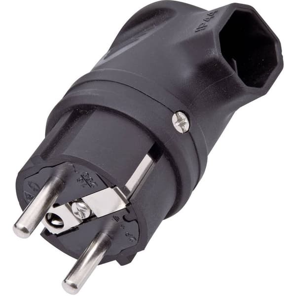 interBär 9004-004.01 Stickpropp vinklad Gummi 230 V Svart IP44