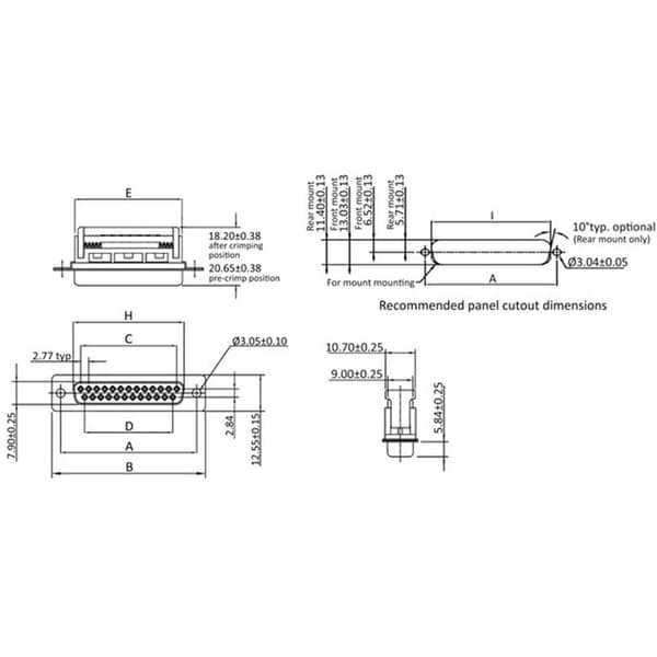 econ connect BU37SK/FOZ D-Sub honkontakt 90 ° Antal poler: 37 IDC 1 st