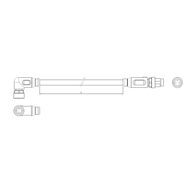 TE Connectivity 2-2273125-4 Sensor/ställdon-kontakt, konfektionerad M12 Kontakt hane rak, Hona vinklad 1.50 m Antal pol