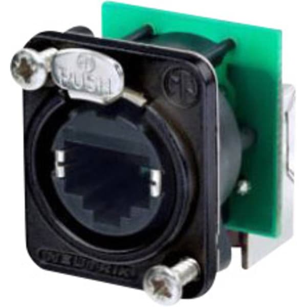 Neutrik NE8FDP-R-B RJ45 datakontakter EtherCon® D-serien NE8FDP-R-B Hona vinklad Poler: 8P8C Svart 1 st