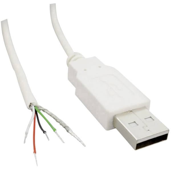USB En manlig 2,0 med öppen kabelände Kontakt hane rak USB A kontakt 2.0 10080110 BKL Electronic Innehåll: 1 st