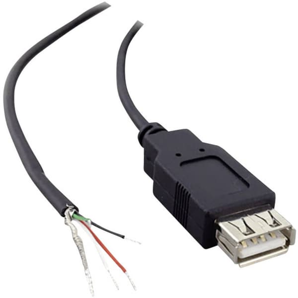 USB En kopplings 2,0 med öppen kabelände Koppling rak USB A koppling 2,0 10080111 BKL Electronic Innehåll: 1 st