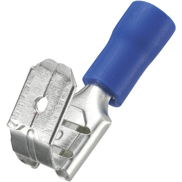 TRU COMPONENTS 745034 Flatstifthylsa med gren Anslutningsbredd: 6.4 mm Anslutningstjocklek: 0.8 mm 180 ° Delisolerad Bl