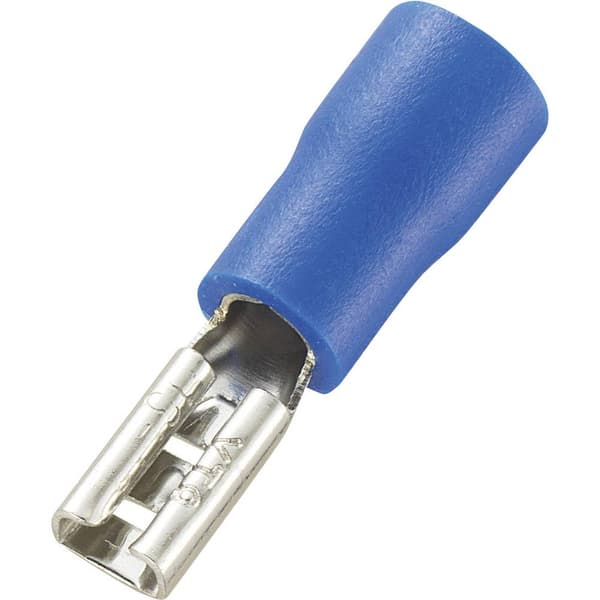 TRU COMPONENTS 737443 Flatstifthylsa Anslutningsbredd: 2.8 mm Anslutningstjocklek: 0.8 mm 180 ° Delisolerad Blå 100 st