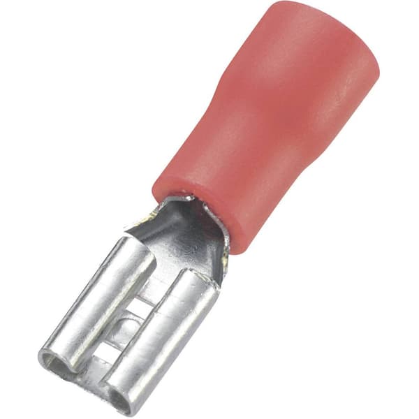 TRU COMPONENTS 745098 Flatstifthylsa Anslutningsbredd: 2.8 mm Anslutningstjocklek: 0.5 mm 180 ° Delisolerad Röd 100 st
