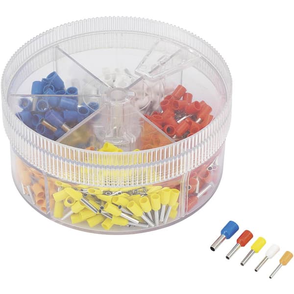 TRU COMPONENTS 739735 Ändhylsa sortiment 0.5 mm², 0.75 mm², 1 mm², 1.5 mm², 2.5 mm² Delisolerad Orange, Vit, Gul, Röd,