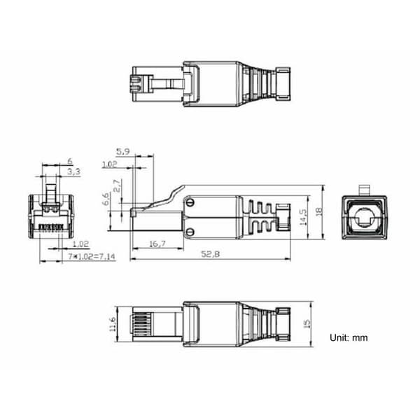 TRU COMPONENTS 93014c935 RJ45-kontakt, utan verktyg Kontakt hane rak Natur 1 st