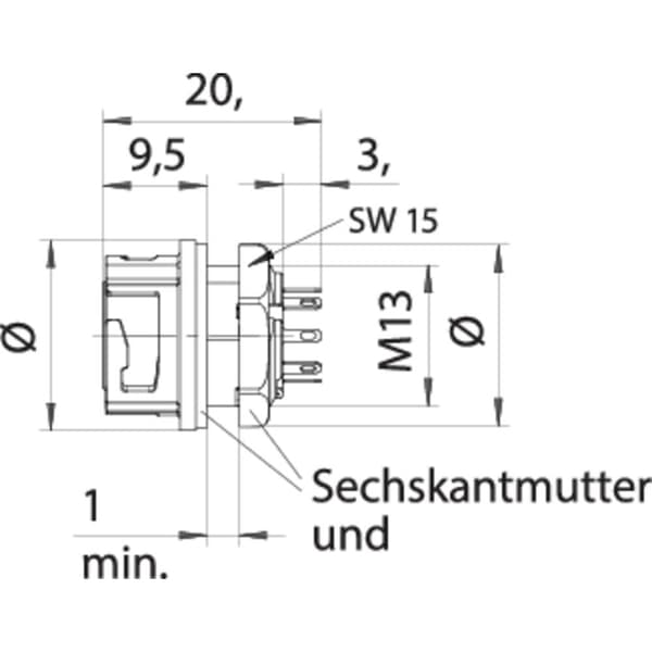 binder 09 0774 400 08 Subminiatyr-rundkontaktanslutning Flänsanslutning Totalt antal poler: 8 1 st