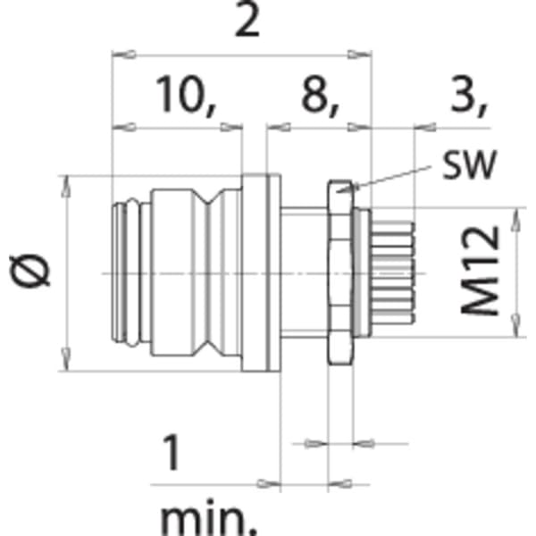 binder 99 9108 70 03 Subminiatyr-rundkontaktanslutning Flänsanslutning Totalt antal poler: 3 1 st