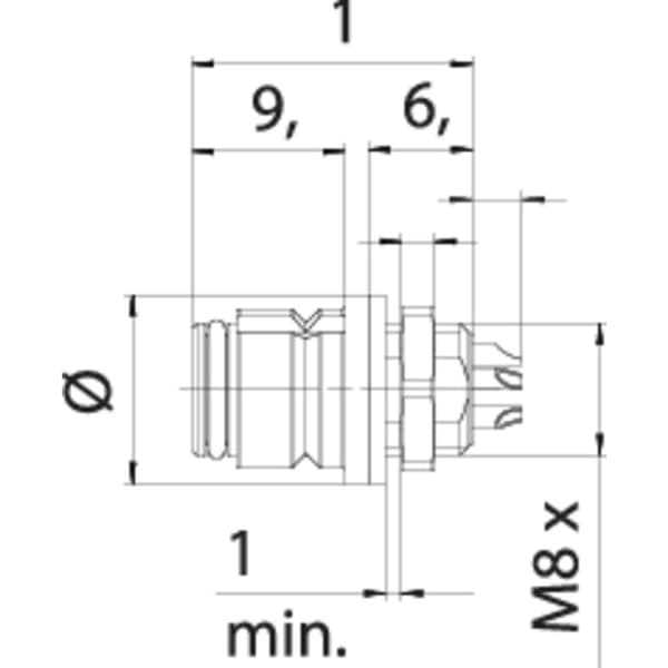 binder 99 9216 060 05 Subminiatyr-rundkontaktanslutning Flänsanslutning Totalt antal poler: 5 1 st