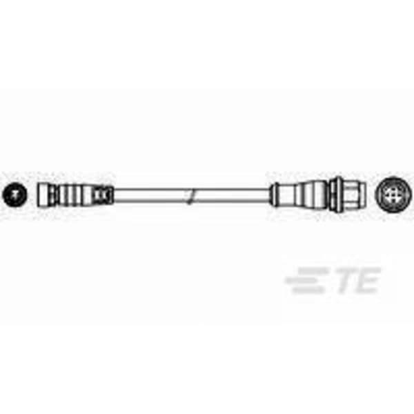 TE Connectivity 2273110-4 Sensor/ställdon-anslutningskabel M8, M12 Hona rak, Kontakt hane rak 1.50 m Antal poler (RJ):