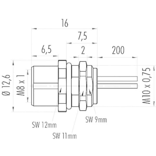 binder 09 3418 00 03 Sensor/ställdon-kontakt, konfektionerad M8 Hona inbyggd Antal poler (RJ): 3 1 st