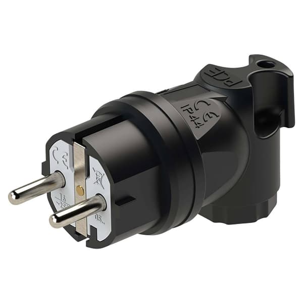 PCE 05811-s Stickpropp vinklad Gummi 230 V Svart IP44