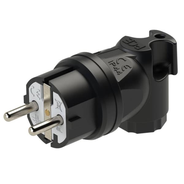 PCE 05811-s Stickpropp vinklad Gummi 230 V Svart IP44