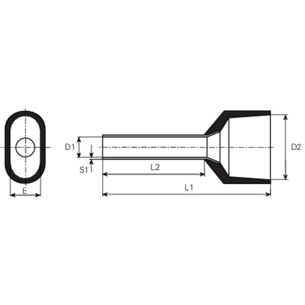 Vogt Verbindungstechnik 460714D Dubbla ändhylsor 6 mm² Delisolerad Svart 100 st