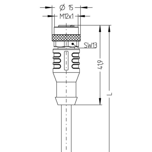 Escha 8043811 Sensor/ställdon-kontakt, konfektionerad M12 Hona rak 2.00 m Antal poler (RJ): 4 1 st