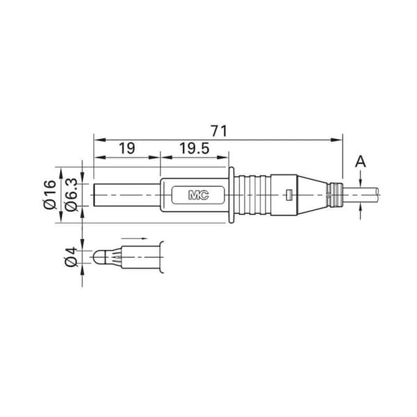 Stäubli X-GL-438 Laminerade pluggar Kontakt hane rak Stift-Ø: 4 mm Blå 1 st