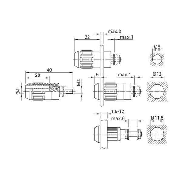 Stäubli XUB-G Labhylsa Hona inbyggd vertikal Stift-Ø: 4 mm Vit 1 st