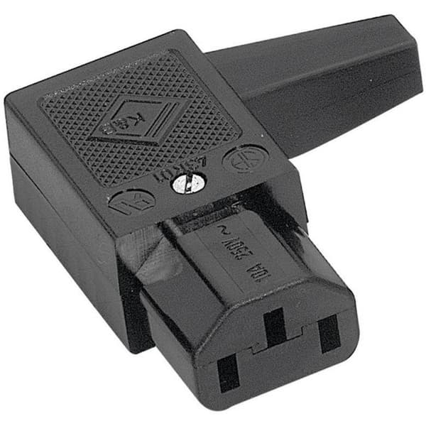 K & B 43R011111 IEC-kontakt 43R Hona vinklad Totalt antal poler: 2 + PE 10 A Svart 1 st