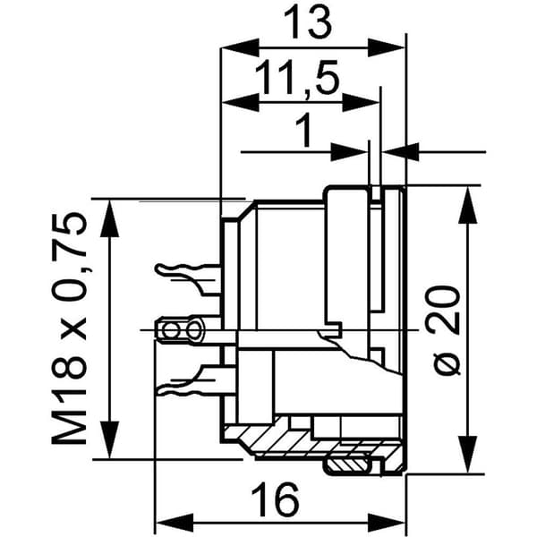 Amphenol T 3303 000 Rundkontakt Hona inbyggd Totalt antal poler: 4 Serie (rundkontakt): C091 1 st