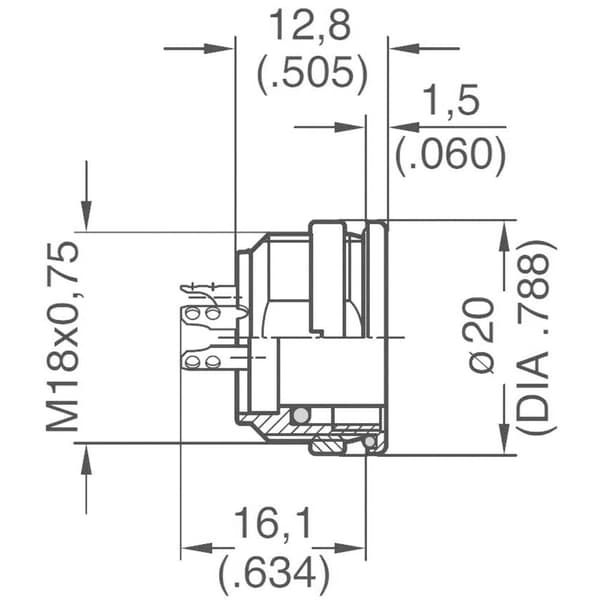 Amphenol C091 31N004 100 2 Rundkontakt Hona inbyggd Totalt antal poler: 4 Serie (rundkontakt): C091 1 st