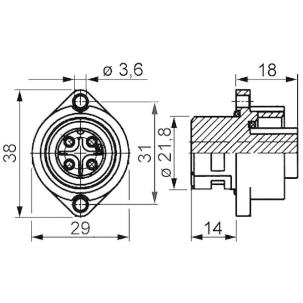 Amphenol C016 10G006 000 12 Rundkontakt Hona inbyggd Totalt antal poler: 6 + PE Serie (rundkontakt): C016 1 st