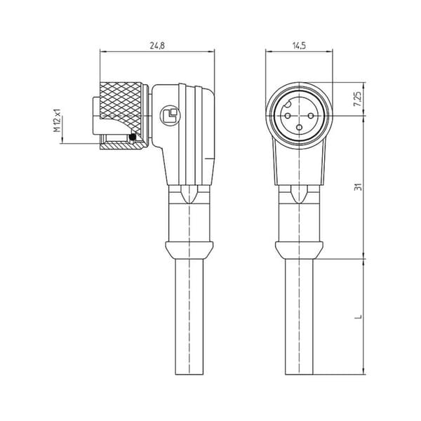 Lutronic 1073 Sensor/ställdon-kontakt, konfektionerad M12 Koppling vinklad 5.00 m Antal poler (RJ): 4 1 st
