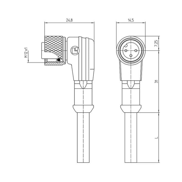 Lutronic 1075 Sensor/ställdon-kontakt, konfektionerad M12 Koppling vinklad 5.00 m Antal poler (RJ): 5 1 st