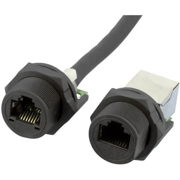 W & P Products RJ-45 uttag med skruvlås för montering av hölje, Cat 5e, IP67 W654-1-7-1 RJ45 Kopplingshölje Svart 1 st