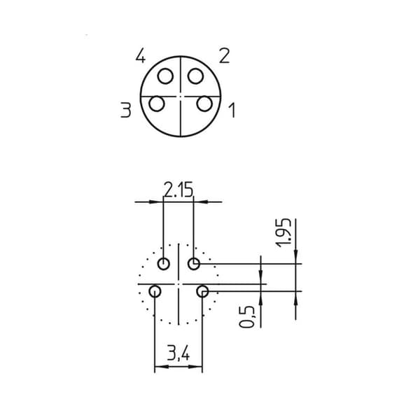 Lutronic 1221 Sensor/ställdon-kontaktdon M8 Hona inbyggd Antal poler (RJ): 4 1 st