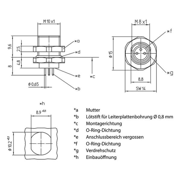 Lutronic 1221 Sensor/ställdon-kontaktdon M8 Hona inbyggd Antal poler (RJ): 4 1 st