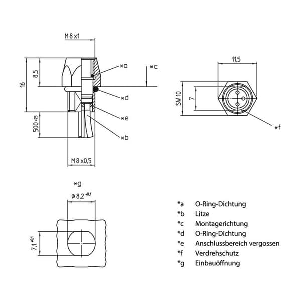 Lutronic 1223 Sensor/ställdon-kontaktdon M8 Hona inbyggd 0.50 m Antal poler (RJ): 4 1 st
