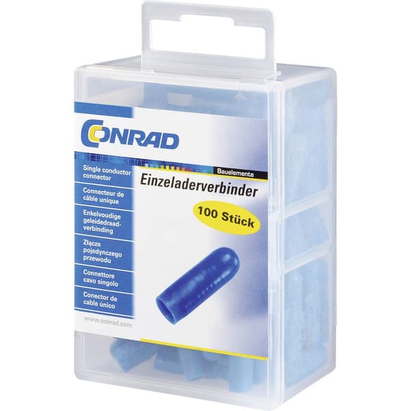 TRU COMPONENTS En-kärnig kontakt Flexibel: 0.08-0.38 mm² Styvhet: 0.08-0.38 mm² Antal poler: 2 100 st Blå