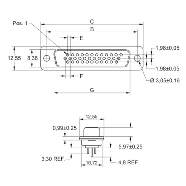 encitech HDD-62-M-T-B-M 2103-0400-04 D-Sub stiftlist 180 ° Antal poler: 62 Lödpin 1 st Tray